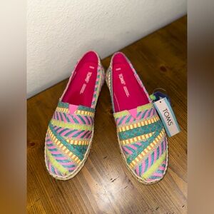 NWT Toms Alpargata Global Jaquard Rope‎ Espadrilles Pink- Size 8.5